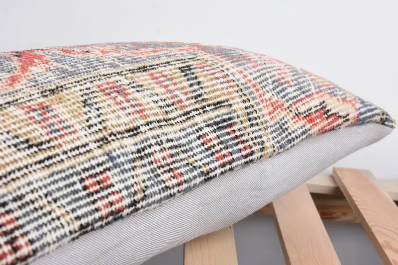 Nautical Throw Pillow Cover, Kilim Pillow, Turkish Bench Pillow Sham, Cushion, 12x24 Beige Pillow Sham, Vintage Pillow, Handmade Kilim Cushion - 7