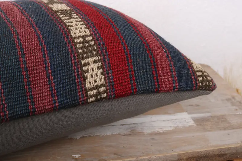 Designer Throw Cushion Cover, Pillow for Couch, Home Decor Pillow, Bench Pillow Cover, 12x24 Red Pillow Cover, Pillow Cover, Turkish Kilim Pillow - 6