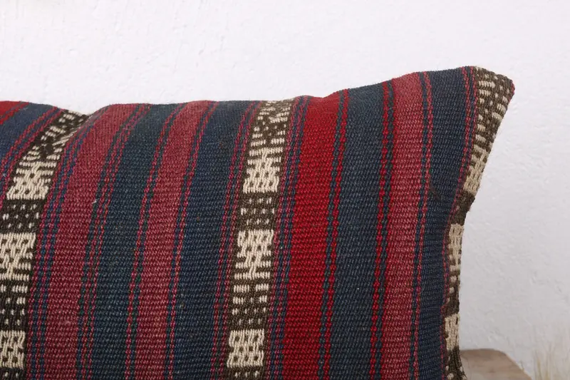 Designer Throw Cushion Cover, Pillow for Couch, Home Decor Pillow, Bench Pillow Cover, 12x24 Red Pillow Cover, Pillow Cover, Turkish Kilim Pillow - 5