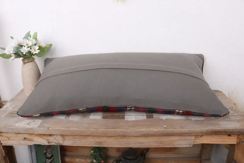 Designer Throw Cushion Cover, Pillow for Couch, Home Decor Pillow, Bench Pillow Cover, 12x24 Red Pillow Cover, Pillow Cover, Turkish Kilim Pillow - 7