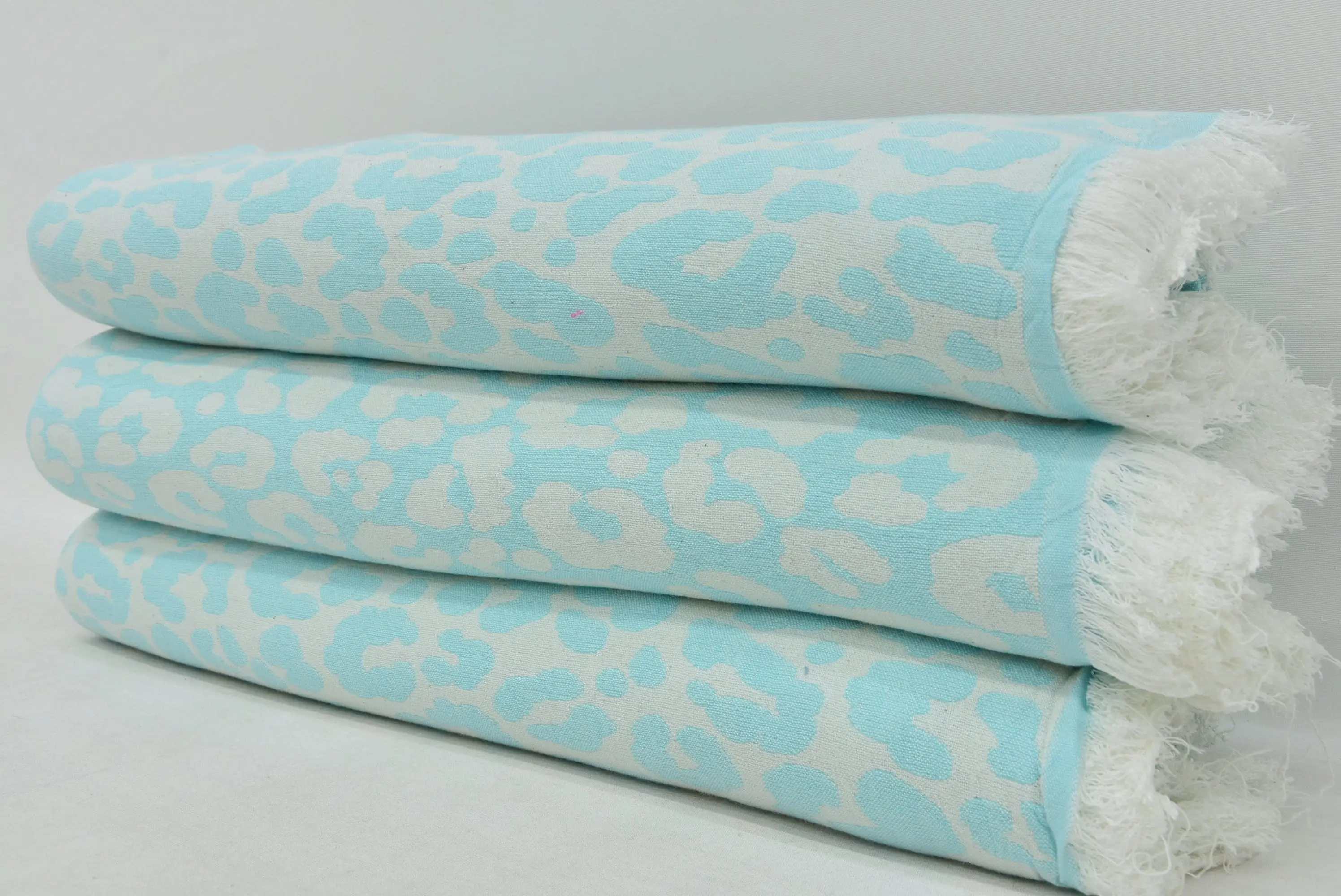 Organic Turkish Blanket Blue Camouflage Cotton, 78x98 - 1