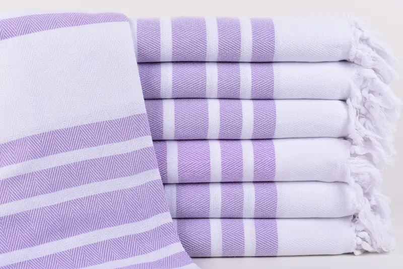 Turkish Towel Beach, Handmade Lilac Herringbone Bath Towel, 70x40 Inches