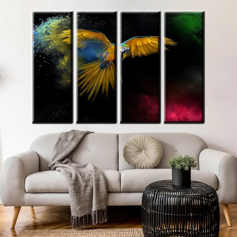Yellow Parrot, Colorful Animals, Parrot Canvas, Parrot Wall Art, Animals Wall Art, Animals Canvas, Parrot Decor, Colorful Wall Art, Parrot, - 1