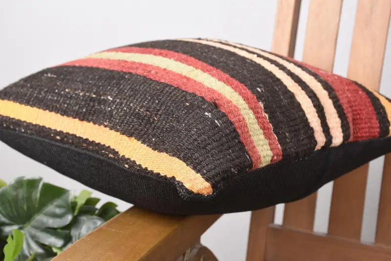 Pillow Cover, Throw Kilim Pillow, 14x14 Brown Pillow Cover, Outdoor Patio Cushion, Vintage Kilim Throw Pillow, Handmade Kilim Cushion - 6
