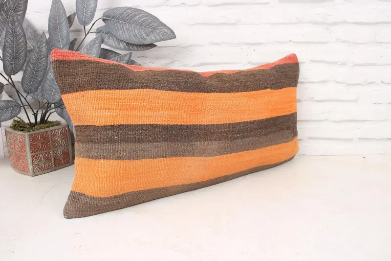 12x24 Brown Pillow, Interior Designer Pillow, Boho Pillow Sham Cover, Cushion Case, Pattern Throw Pillow Case, Vintage Pillow, Kilim Cushion Sham - 3