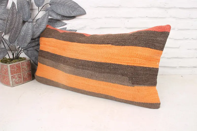 12x24 Brown Pillow, Interior Designer Pillow, Boho Pillow Sham Cover, Cushion Case, Pattern Throw Pillow Case, Vintage Pillow, Kilim Cushion Sham - 4