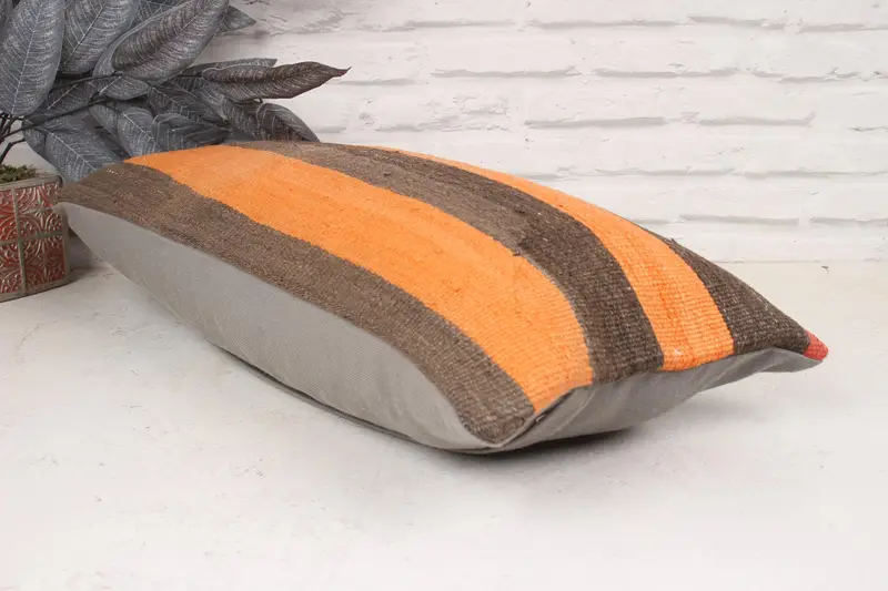 12x24 Brown Pillow, Interior Designer Pillow, Boho Pillow Sham Cover, Cushion Case, Pattern Throw Pillow Case, Vintage Pillow, Kilim Cushion Sham - 6