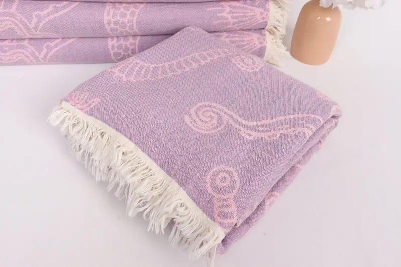 88x60 Cotton Sea -Kreaturen und Meerjungfrau -Designtuch, personalisierte Geschenke, gewebte Decke, Bachelorette Party Dekorationen, Boho -Wurfdeckeln - 6