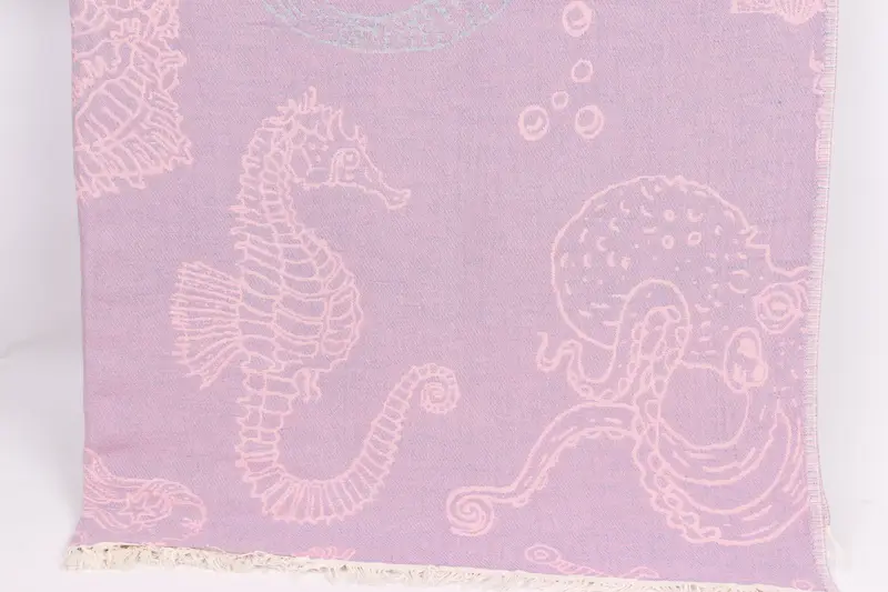 88x60 Cotton Sea -Kreaturen und Meerjungfrau -Designtuch, personalisierte Geschenke, gewebte Decke, Bachelorette Party Dekorationen, Boho -Wurfdeckeln - 1