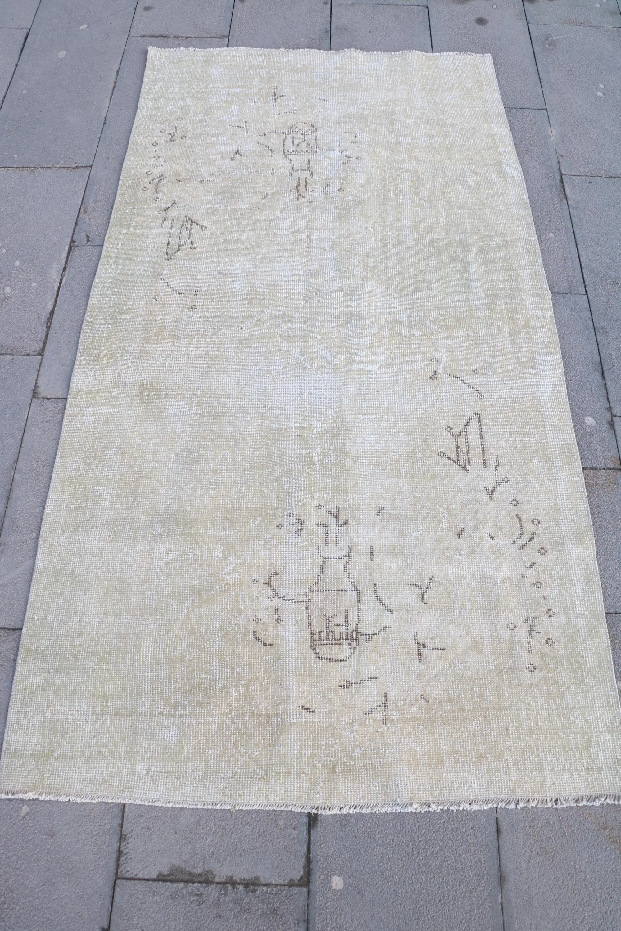 Yeşil Soyut Halı, 3,4x6,5 ft Zarif Dekor - 1