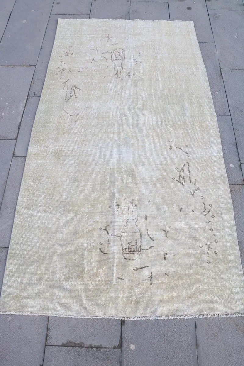 Alfombra abstracta verde, decoración elegante de 3,4x6,5 pies