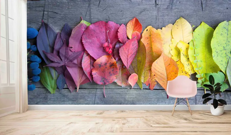 Elegant Printed Wallpaper: Vibrant Autumn Leaves Design