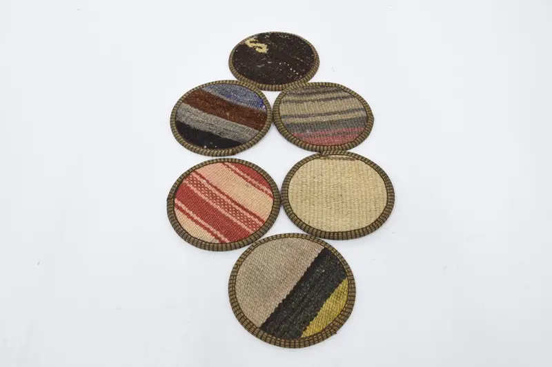 Red and Brown Striped Coaster Set, Durable and Stylish Coasters