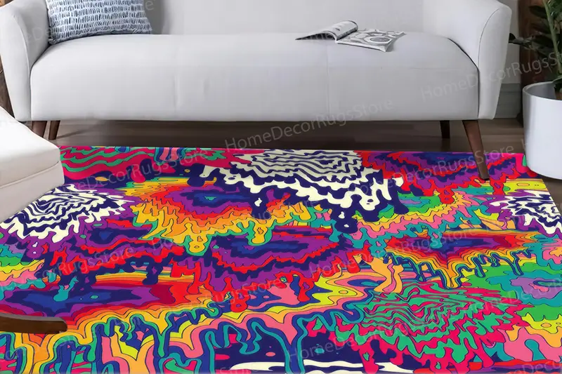 Contemporary Printed Rug: Psychedelic Abstract Art for Modern Living