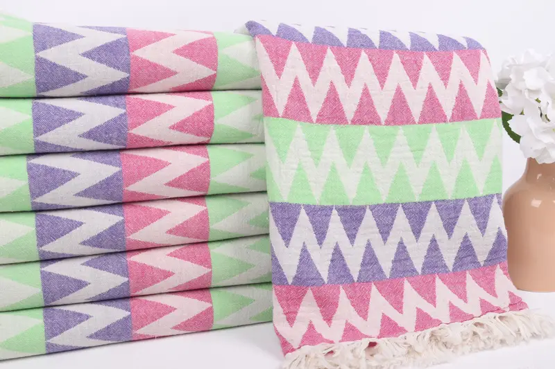Spa Gift, Turkish Bath Towel USA, 70x40 Cotton Zigzag Design Towel, Hammam towel, Sand-free towel, Personalized Turkish Towel, Bachelorette Towel - 3