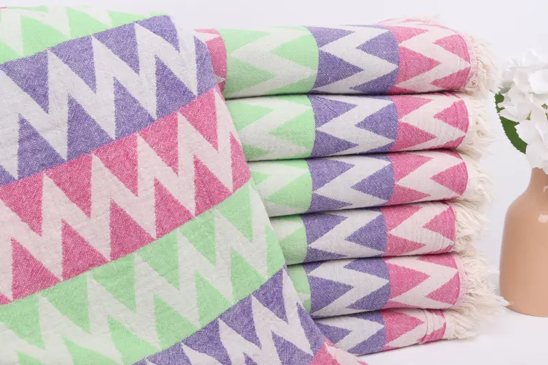 Spa Gift, Turkish Bath Towel USA, 70x40 Cotton Zigzag Design Towel, Hammam towel, Sand-free towel, Personalized Turkish Towel, Bachelorette Towel - 2