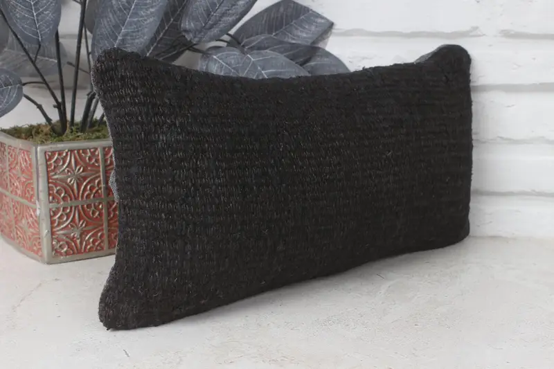 Antique Pillows, Vintage Kilim Pillow Pillow Sham, Boho Pillow Sham Cover, 8x16 Black Cushion Cover, Turkish Pillow, Pillow Case - 4