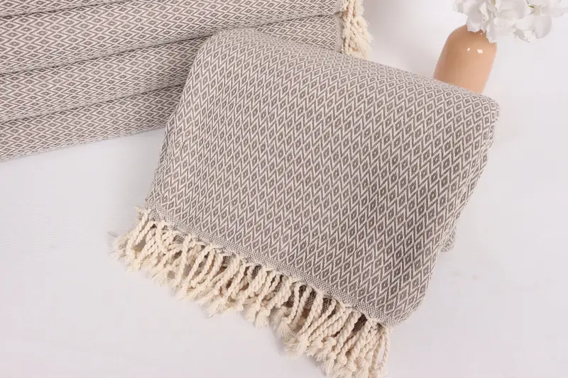 Organic Beach Blanket, 96x80 Cotton Diamond Towel, Custom Blanket, Boyfriend Gift, Throw Blanket, Wedding Anniversary Gift, Turkish Blanket - 4