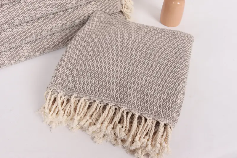 Organic Beach Blanket, 96x80 Cotton Diamond Towel, Custom Blanket, Boyfriend Gift, Throw Blanket, Wedding Anniversary Gift, Turkish Blanket - 5