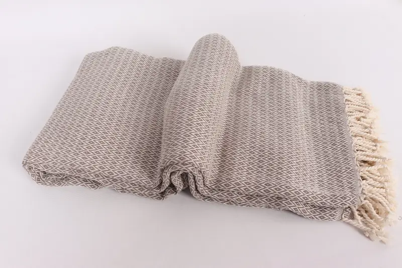 Organic Beach Blanket, 96x80 Cotton Diamond Towel, Custom Blanket, Boyfriend Gift, Throw Blanket, Wedding Anniversary Gift, Turkish Blanket - 6
