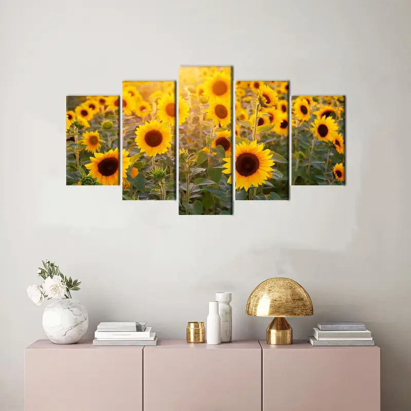 Sunflower Field, Yellow Canvas Art, Kitchen Art Decor, Farm Wall Art, Farmhouse Decor, Wall Hanging Art, Floral Art Decor, Canvas Artwork - 5