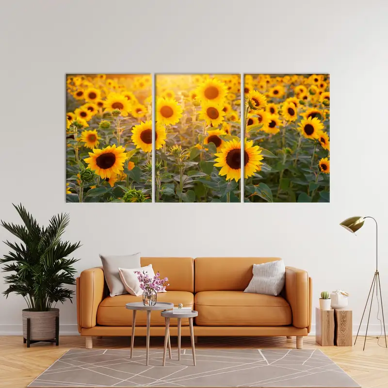 Sunflower Field, Yellow Canvas Art, Kitchen Art Decor, Farm Wall Art, Farmhouse Decor, Wall Hanging Art, Floral Art Decor, Canvas Artwork - 2