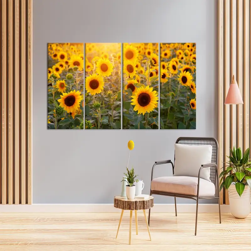 Sunflower Field, Yellow Canvas Art, Kitchen Art Decor, Farm Wall Art, Farmhouse Decor, Wall Hanging Art, Floral Art Decor, Canvas Artwork - 3