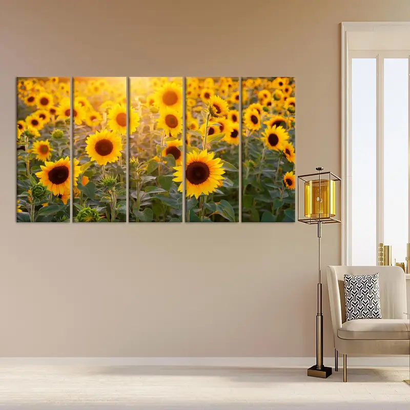 Sunflower Field, Yellow Canvas Art, Kitchen Art Decor, Farm Wall Art, Farmhouse Decor, Wall Hanging Art, Floral Art Decor, Canvas Artwork - 4