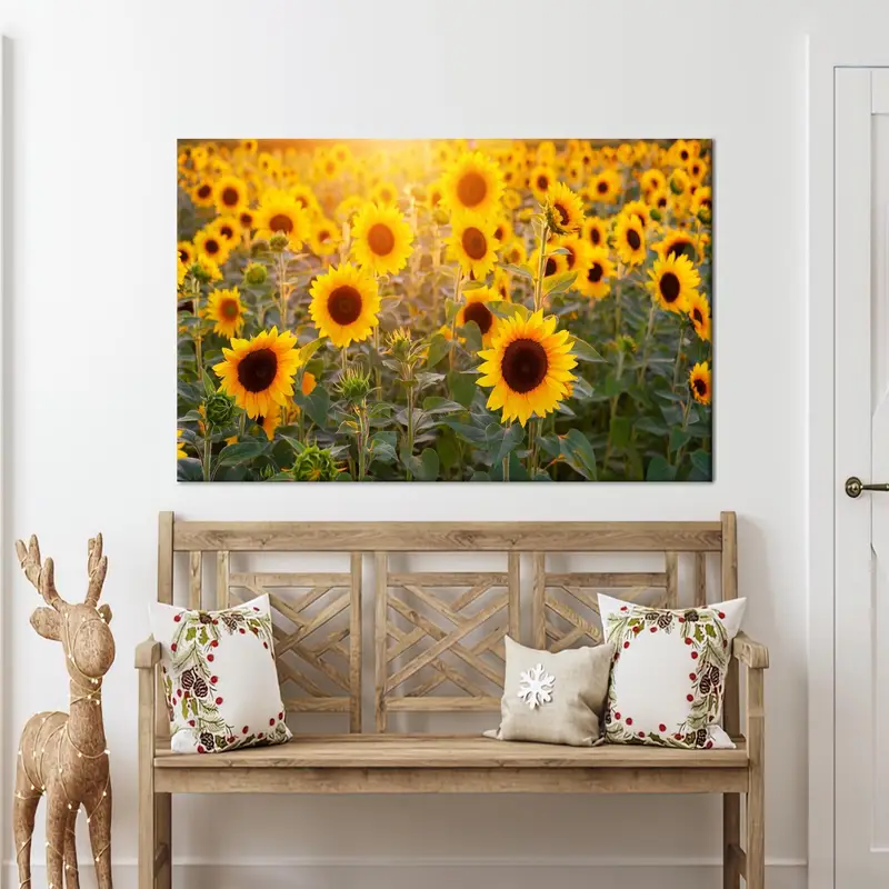 Sunflower Field, Yellow Canvas Art, Kitchen Art Decor, Farm Wall Art, Farmhouse Decor, Wall Hanging Art, Floral Art Decor, Canvas Artwork - 1