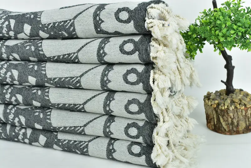 Bachelor Towel, Bridesmaid Gift, Summer Gift, Lightweight towel, 68x36 Cotton Compass Design Towel, Turkish beach towel with fringe, Gift For Bride - 5