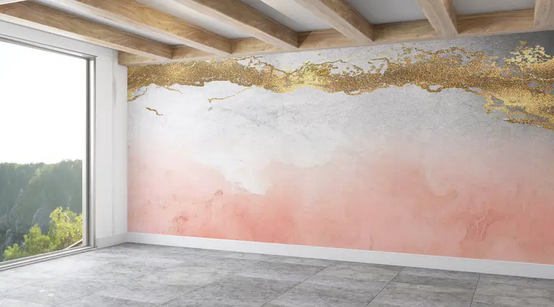 Pink Marble Mural, Custom Wall Paper, 3d Wall Paper, Abstract Wall Paper, Paper Wall Art, Pink And Gold Marble, Soft Tones Wall Mural, - 3