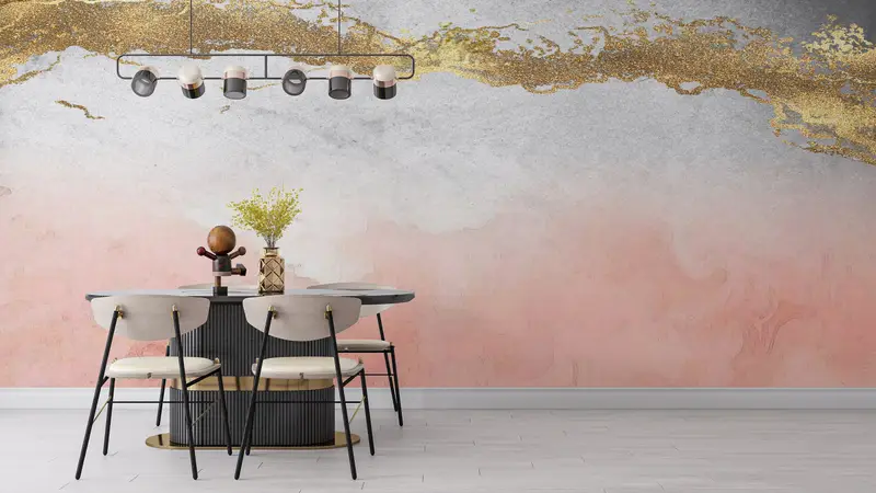 Pink Marble Mural, Custom Wall Paper, 3d Wall Paper, Abstract Wall Paper, Paper Wall Art, Pink And Gold Marble, Soft Tones Wall Mural, - 7