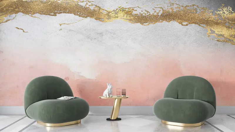 Pink Marble Mural, Custom Wall Paper, 3d Wall Paper, Abstract Wall Paper, Paper Wall Art, Pink And Gold Marble, Soft Tones Wall Mural, - 6