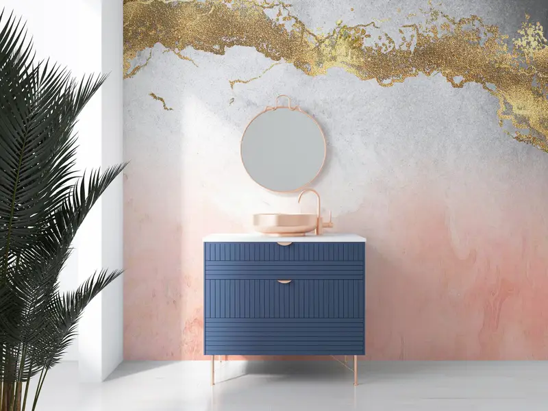 Pink Marble Mural, Custom Wall Paper, 3d Wall Paper, Abstract Wall Paper, Paper Wall Art, Pink And Gold Marble, Soft Tones Wall Mural, - 4