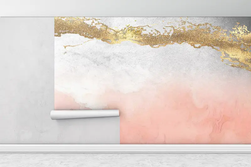 Pink Marble Mural, Custom Wall Paper, 3d Wall Paper, Abstract Wall Paper, Paper Wall Art, Pink And Gold Marble, Soft Tones Wall Mural, - 1