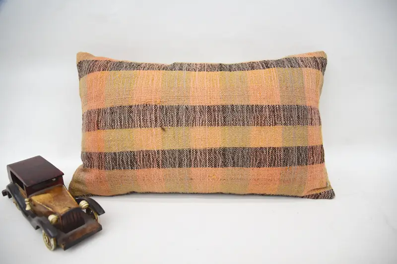 Garden Pillow Sham, 12x20 Orange Pillow Case, Kilim Pillow Cover, Pillow Cover, Accent Cushion, Turkish Bench Pillow, Gift Pillow, Home Decor Pillow - 5