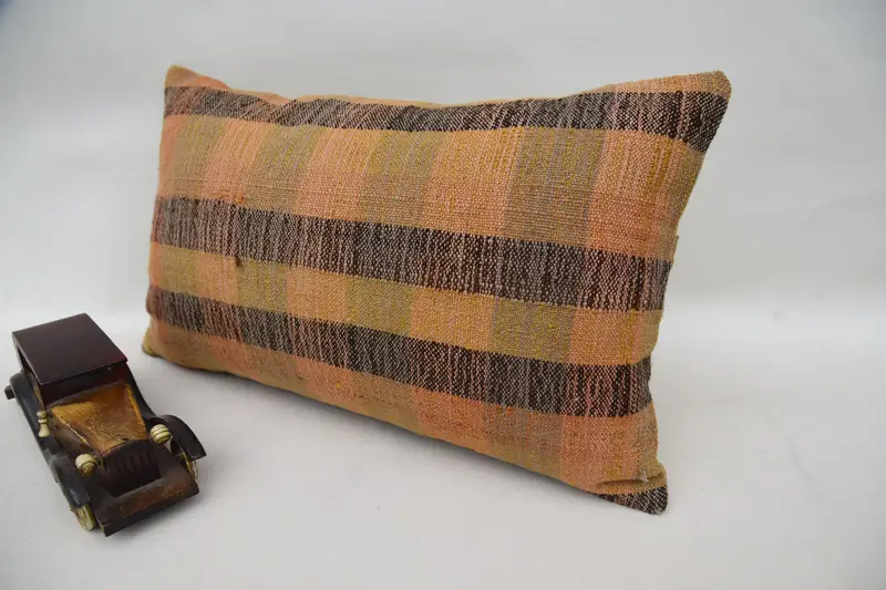 Garden Pillow Sham, 12x20 Orange Pillow Case, Kilim Pillow Cover, Pillow Cover, Accent Cushion, Turkish Bench Pillow, Gift Pillow, Home Decor Pillow - 3