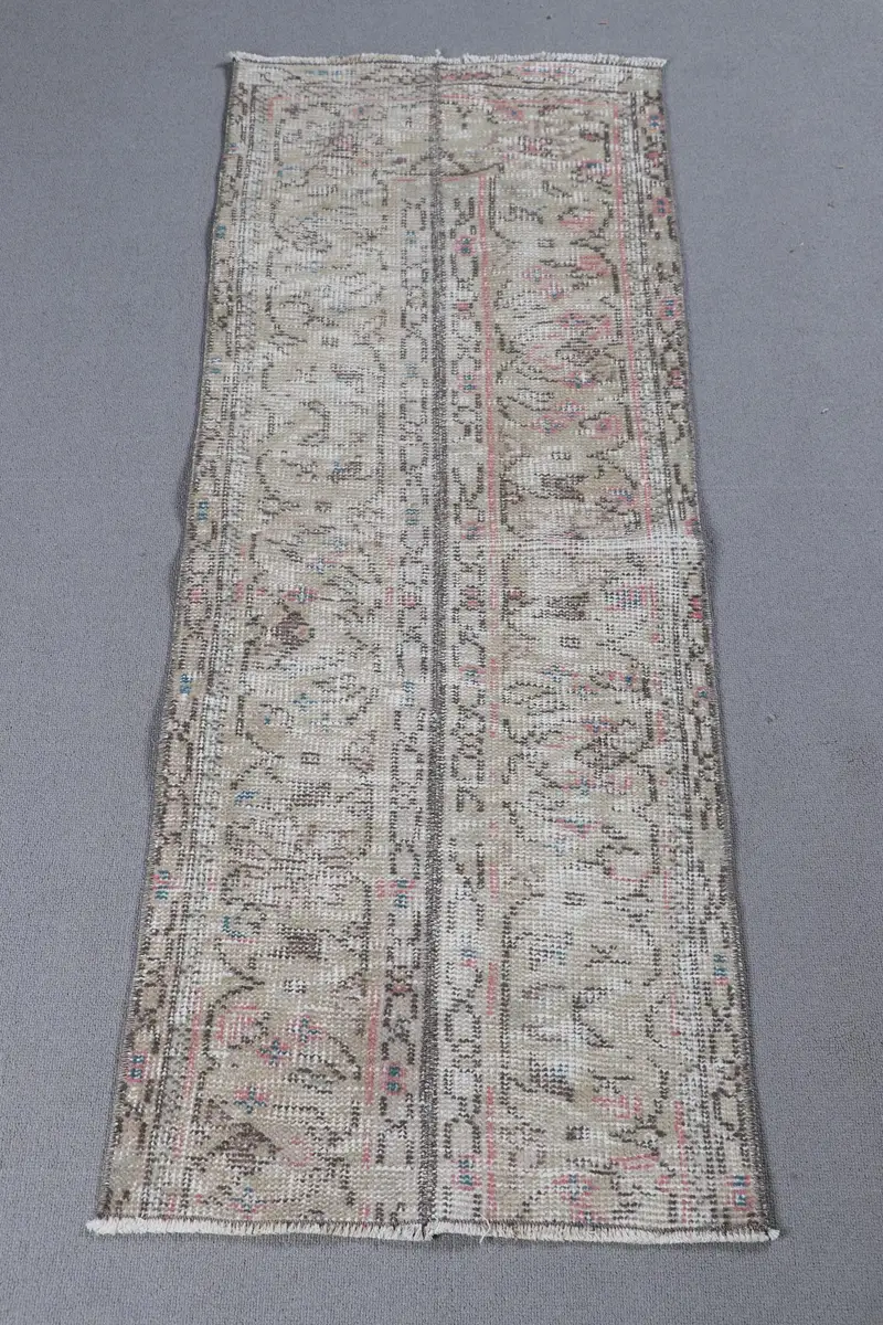 Beiger Ombré-Teppich, 1,7 x 4,5 Fuß, eleganter beige-brauner Akzent