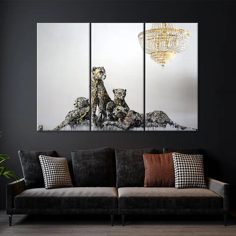 Banksy Painting, Banksy Canvas, Banksy Art, Banksy Leopard, Banksy Cheetah, Banksy Wall Art, Graffiti Wall Art, Street Art Print, Gold Print - 2