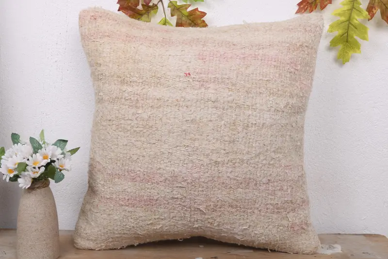 Kilim Pillow Cover, Kilim Cushion Sham, Square Throw Pillow Case, 18x18 Beige Pillow Sham, Pillow Sham, Pillow for Sofa, Pattern Throw Cushion Case - 2
