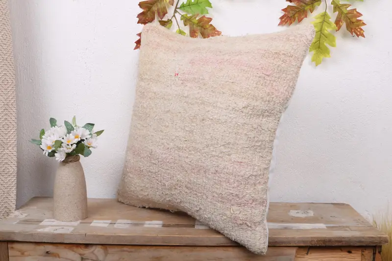 Kilim Pillow Cover, Kilim Cushion Sham, Square Throw Pillow Case, 18x18 Beige Pillow Sham, Pillow Sham, Pillow for Sofa, Pattern Throw Cushion Case - 4