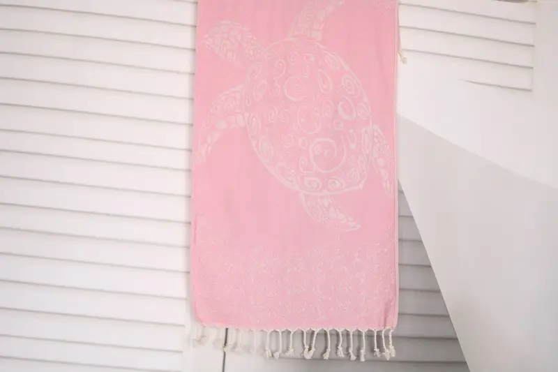 Carretta Patterned Dish Towel Pink Cotton, 18x36 Inches