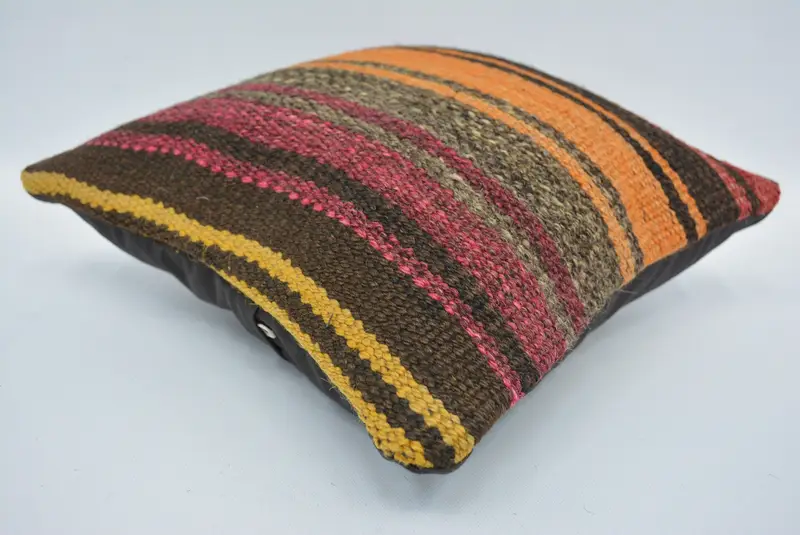 Orange & Red Embroidered Geometric Pillow, 12x12 Inches Throw Pillow - 6