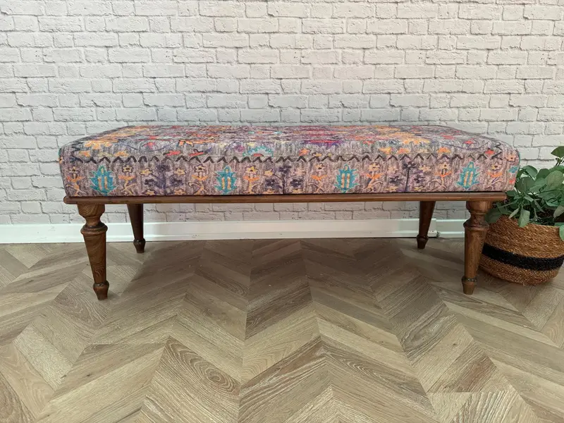 Modüler Mavi & Pembe Kilimden Esinlenmiş Osmanlı, Yün Karışımlı Koltuk Takımı