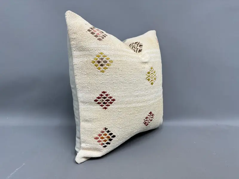 Natural Cushion, Kilim Cushion Sham, Luxury Cushion Case, Boho Pillow, Shabby Chic Pillow Sham, Pillow for Couch, Pillow, 18x18 White Cushion Case - 2