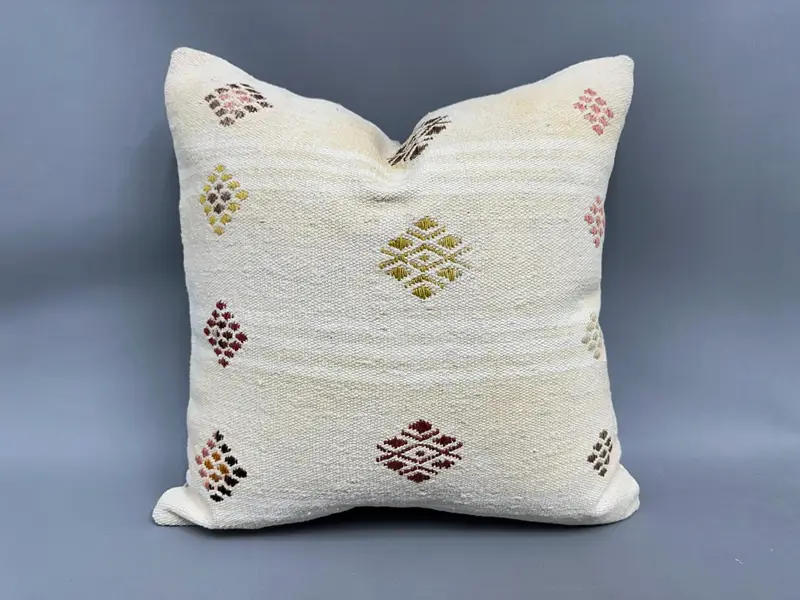 Natural Cushion, Kilim Cushion Sham, Luxury Cushion Case, Boho Pillow, Shabby Chic Pillow Sham, Pillow for Couch, Pillow, 18x18 White Cushion Case - 1