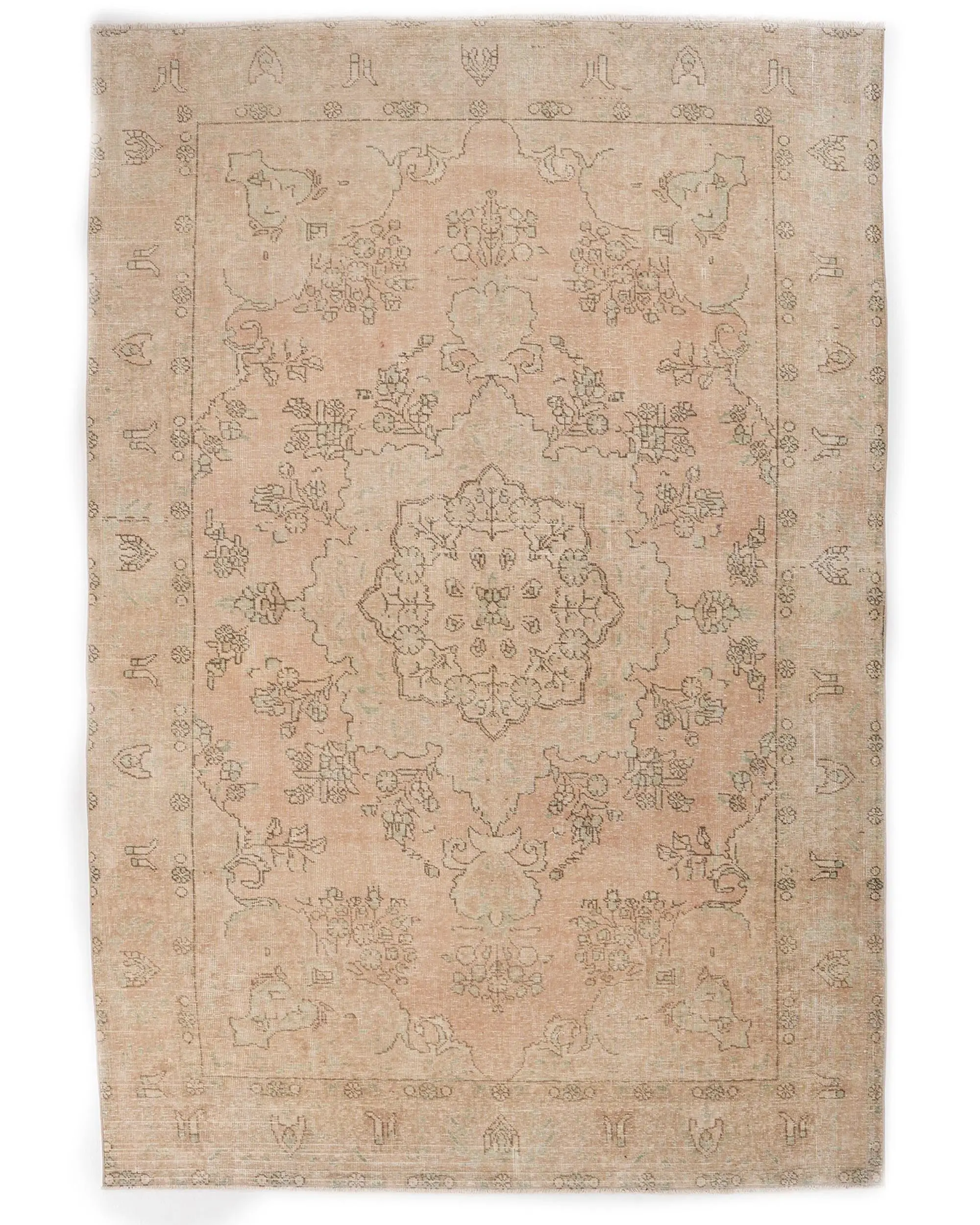6.2x9.4 ft Vintage Halı, Türk Büyük Halı, Kahverengi Gri Yün Halı - 1