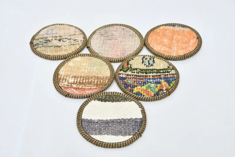 Posavasos de rayas naranjas y blancas, decoración de cocina de inspiración étnica