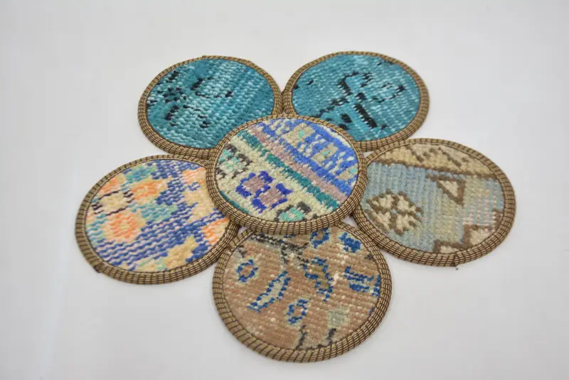 Juego de posavasos redondos azules y verdes, posavasos antideslizantes duraderos