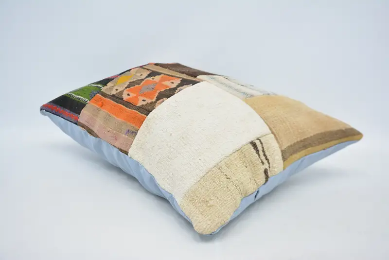 Ethnische Kissenbedeckung Kissenbezüge, Kilimkissenbedeckung, Kissen, Vintage -Kissen, türkisches Kissen, türkische Eckkissen, 20x28 weiße Kissenbedeckung - 6